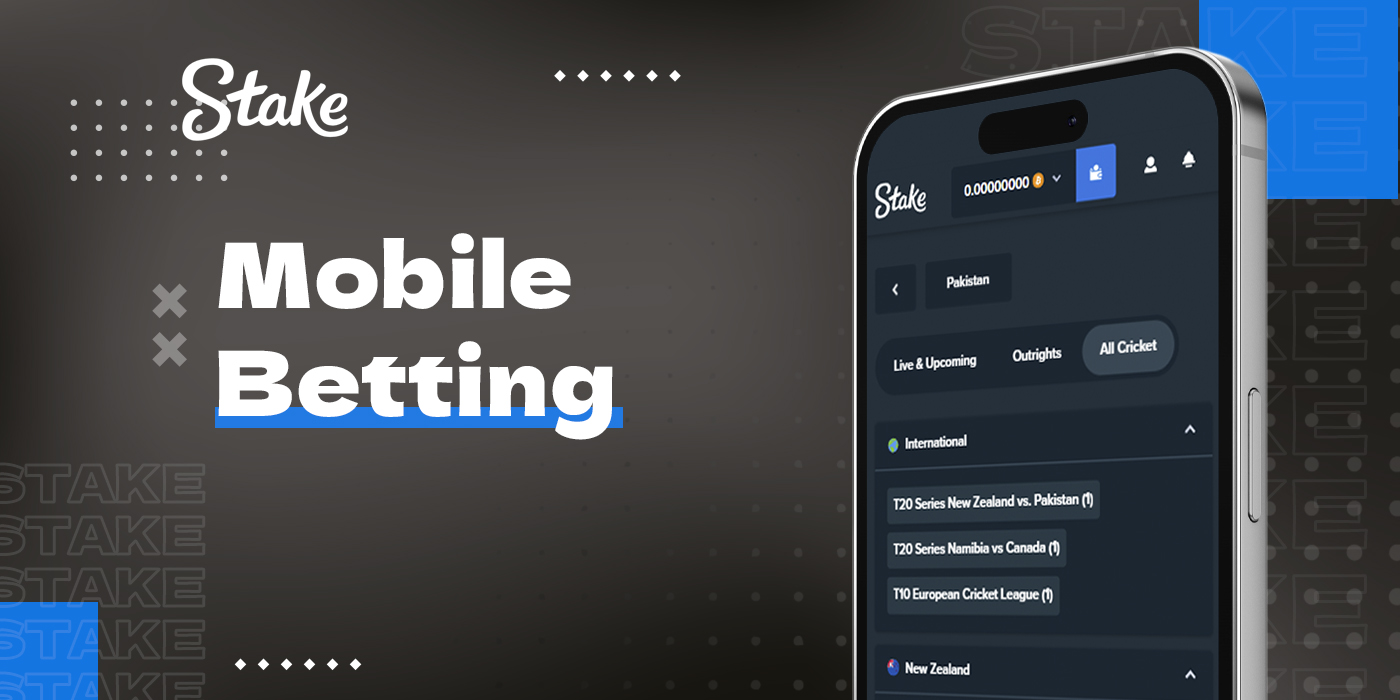 Cricket match betting from mobile device on Stake Pakistan